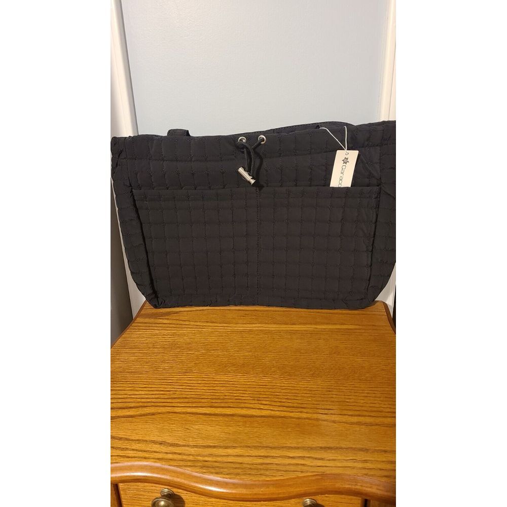 Caracol tote Black 2 pockets drawstring, zipper pocket inside